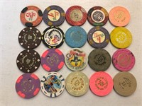 20 Various Reno Nevada Casino Chips