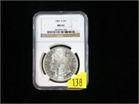 1881-S Morgan dollar, NGC slab certified MS-63