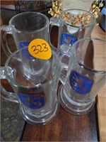 SET OF GLASS LOWENBRAU BEER MUGS
