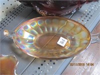 Carnival Glass Double Handle Dish