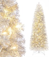 Pre-lit Pencil Christmas Tree 6ft