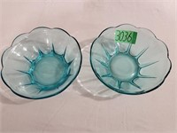 Blue Turquoise Fruit Glass Bowls (2)