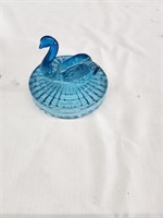 Blue Glass Swan Lid