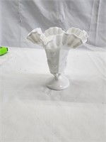 Ruffled Milk Glass Vase