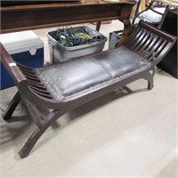 ASIAN STYLE LEATHER SEAT BENCH
