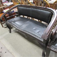 ANT. LEATHER SEAT BENCH  54" LONG