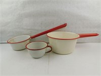 Lot of Antique Red White Pots and Cup