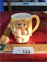 Vintage naughty mug with movable chest made in