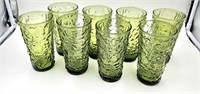 Set of 8 Anchor Hocking Green Tumblers