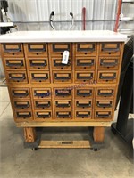 HARDWARE CABINET W/ 30 DRAWERS, ON WHEELS,
