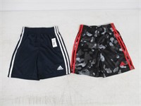 2-Pk Adidas Boy's SM Short, Black Camo and Blue