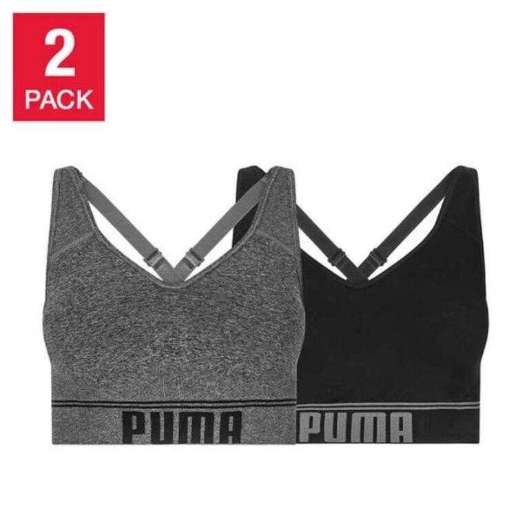 2-Pk Puma Women’s XL Convertible Sports Bra, Black