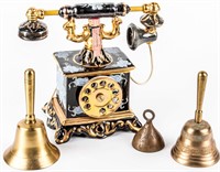 Vintage Brass Service Bells & Italian Decanter