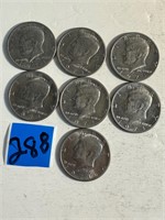 7 Kennedy Half Dollar Clad see pictures for dates