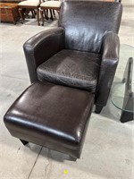 Contemporary Leather Chair & Ottoman