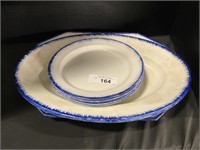 6pc Adams & Sons Blue Feather Plates, Platters.