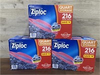 3- 216 Ct quart storage ziploc bags