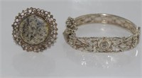Chinese silver bracelet and ring