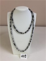 BLACK AND GRAY34" STRAND BEADED NECKLACE