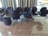 20Fabric Upholstered Chrome Plated Stack On Chairs
