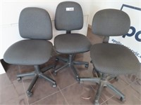 3 Fabric Upholstered Swivel Chairs On Castors