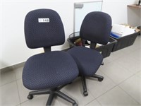 2 Fabric Upholstered Swivel Chairs On Castors