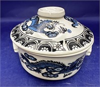 Blue & White Porcelain Dragon Dish