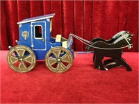Large Tramp Art Horse & Stagecoach Model