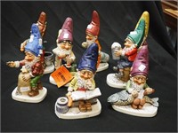 Eight china gnome figurines by Goebel: Mike