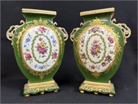 Pr. 2-Handled Copelands England Porcelain Vases