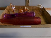 Bottle, vase, Liberty Bell coin bank and