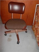 One-vintage brown metal office chair-swivel