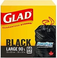 Glad Black Garbage Bags - Large 90 Litres -