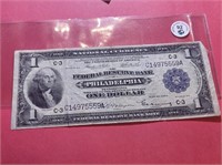 1914 $1 National Currency Philadelphia VF