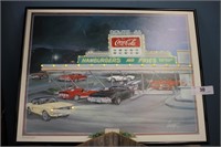 COCA COLA LIGHTED HANGING ART SIGNED