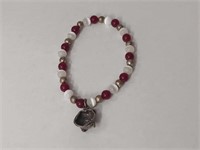 GEORGIA BULLDOG BRACELT WITH STERLING SILVER CHARM