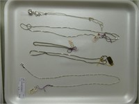 TRAY: STERLING CHAINS & BRACELET