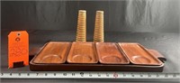 Mahogany Tray set and Wooden candle Holders