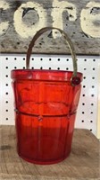 Vintage Orange Fenton Plymouth pattern ice bucket
