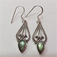 $160 Silver Labradorite Earrings