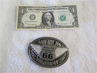 Route 66 America's Highway Metal Belt Buckle