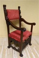 Exceptionally Carved Neo Renaissance Oak Chair.