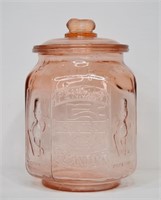 Large Pink Glass Mr. Peanut  / Cookie Jar