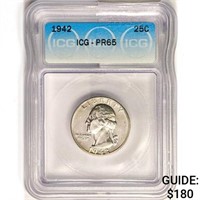 1942 Washington Silver Quarter ICG PR65