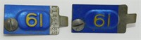 Vintage 1961 Pair of Metal License Renewal Tags