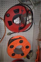 Two Extension Cords w/ Cord Rollers: Red & Orange