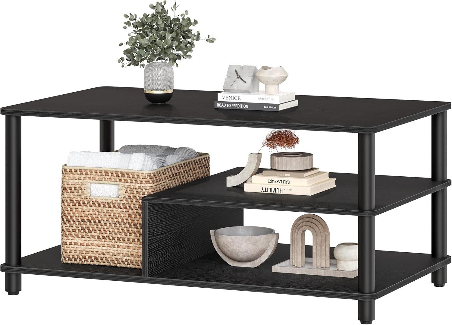 2-Tier Coffee Table w/ Storage Shelf  Black