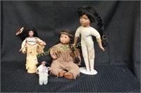 Four Native American Dolls