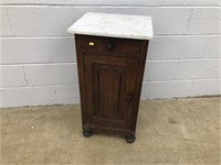 Vtg. Marble Top Oak Stand