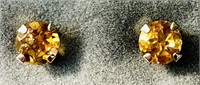 14k White Gold 0.60 cts Citrine Stud Earrings